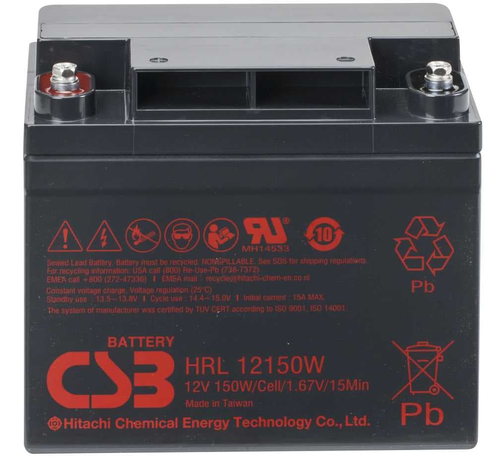Batterie plomb CSB HRL 12150W 12V 37.5AH (AGM) Dimensions (LxlxH) : 195.6 x 130 x 172 mm