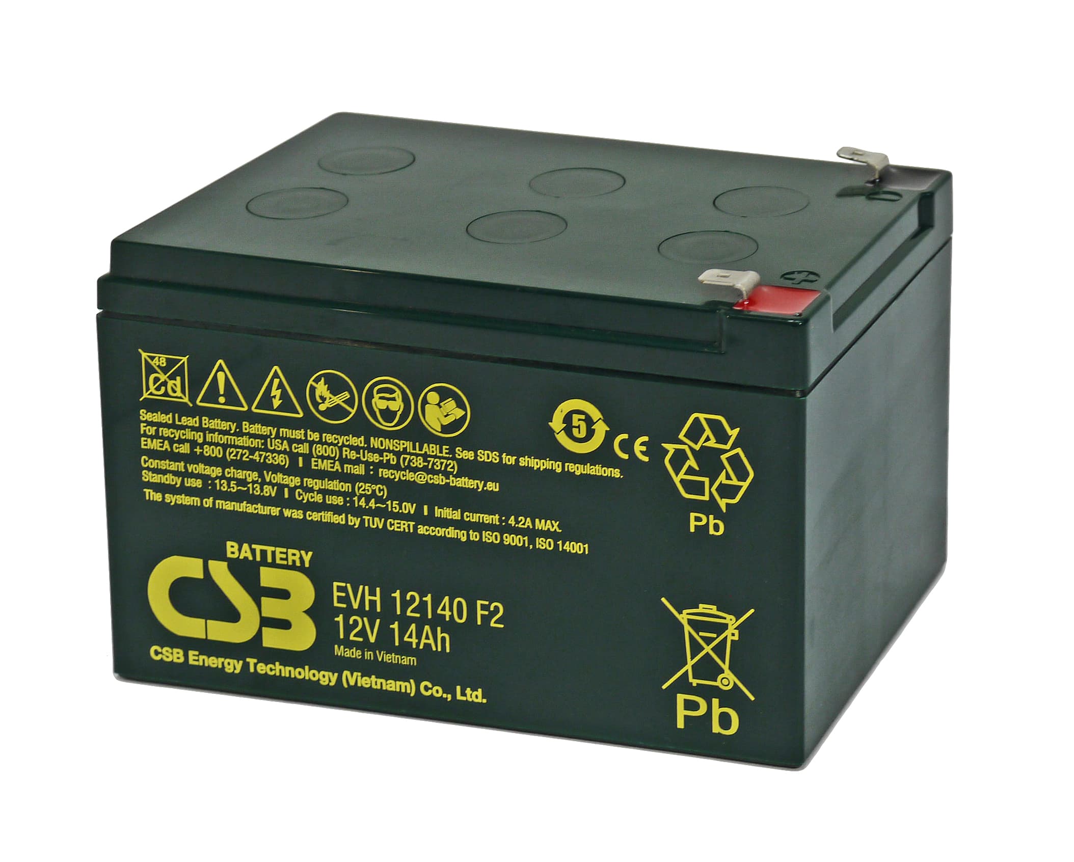 CSB-EVH12140F2 Batterie au plomb AGM 12 volts sans entretien 14000mAh avec connexion Faston