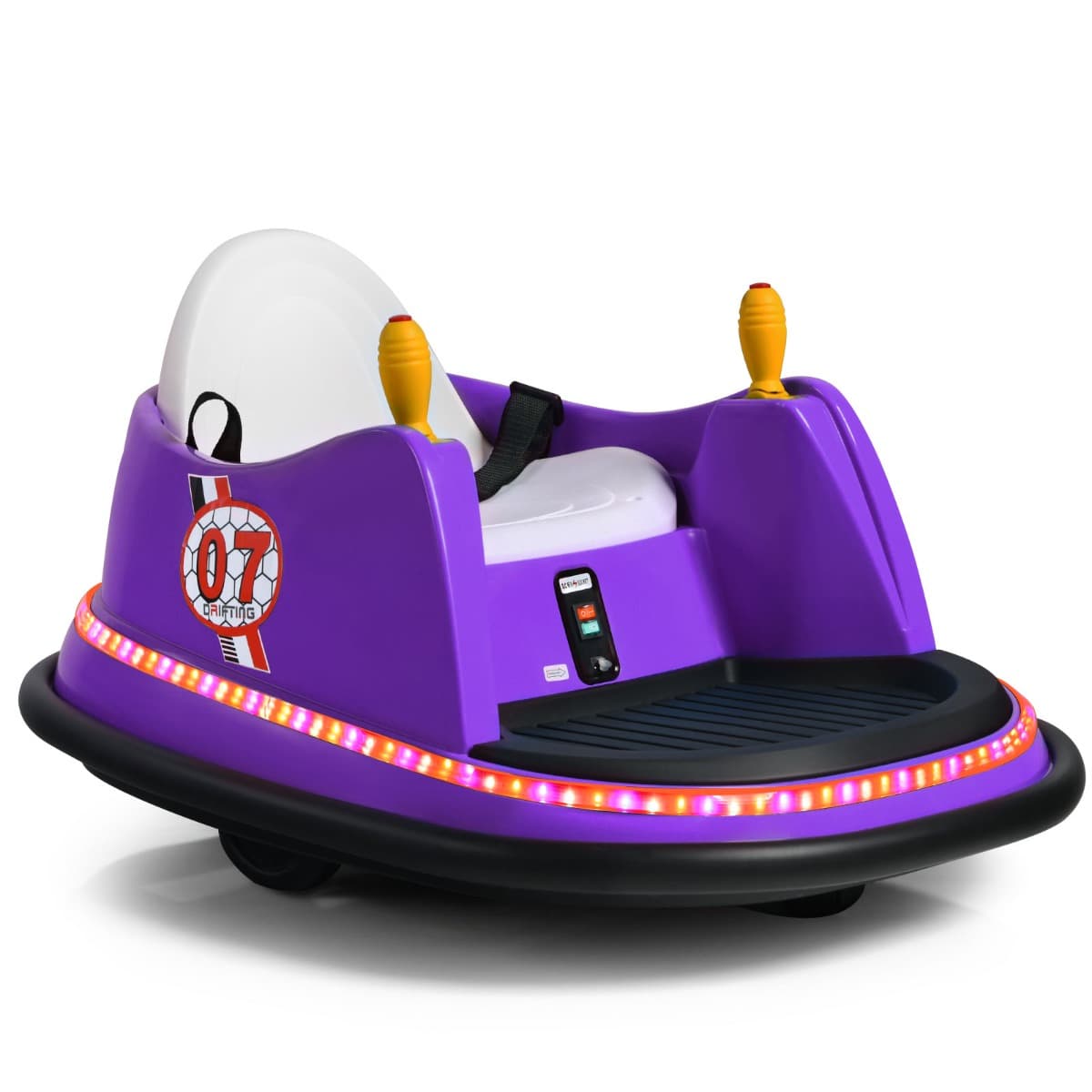 CostwayVoiture Auto Tamponneuse Électrique 6V pour Enfants 2-5 Ans avec Télécommande Effet Sonore et Lumineux 57x75x42cm Violet
