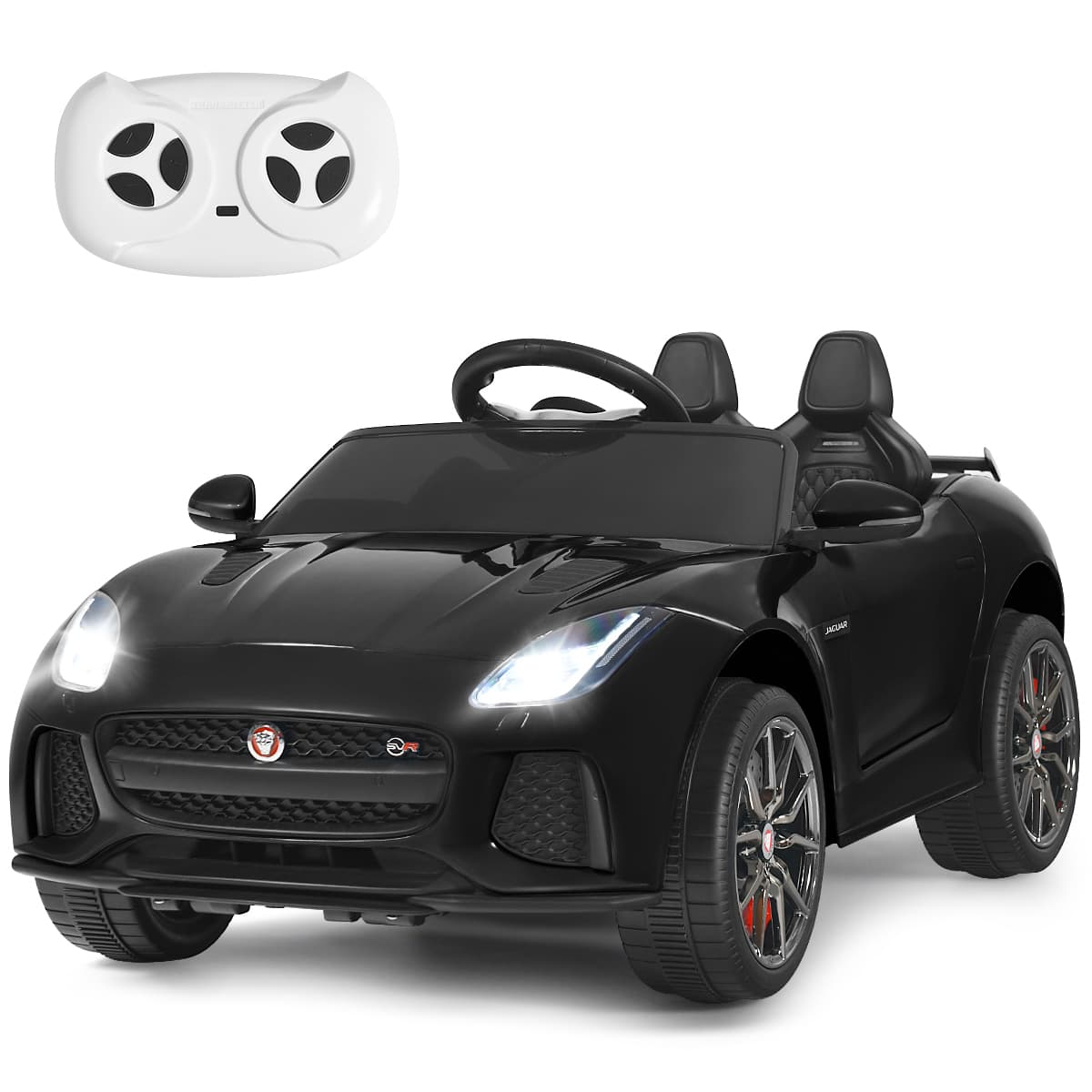 CostwayVoiture Électrique 12V pour Enfants 3-8 Ans avec Télécommande 2.4G Suspension à Ressorts et 2 Portes Verrouillables Noir