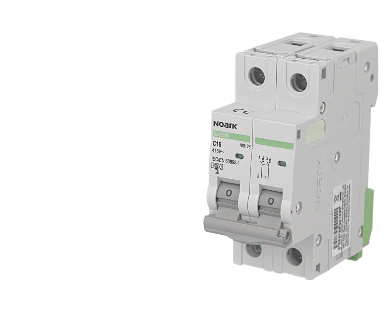 Disjoncteur bipolaire modulaire 16A courbe C Noark Ex9BN