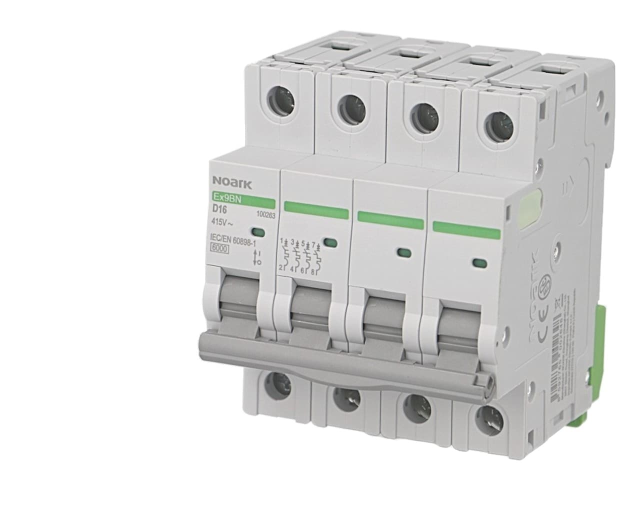 Disjoncteur tetrapolaire modulaire 10A courbe D Noark Ex9BN