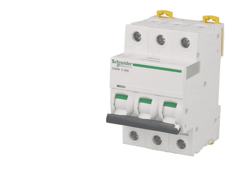Disjoncteur modulaire tripolaire Schneider Acti9 iC60N 6A courbe C