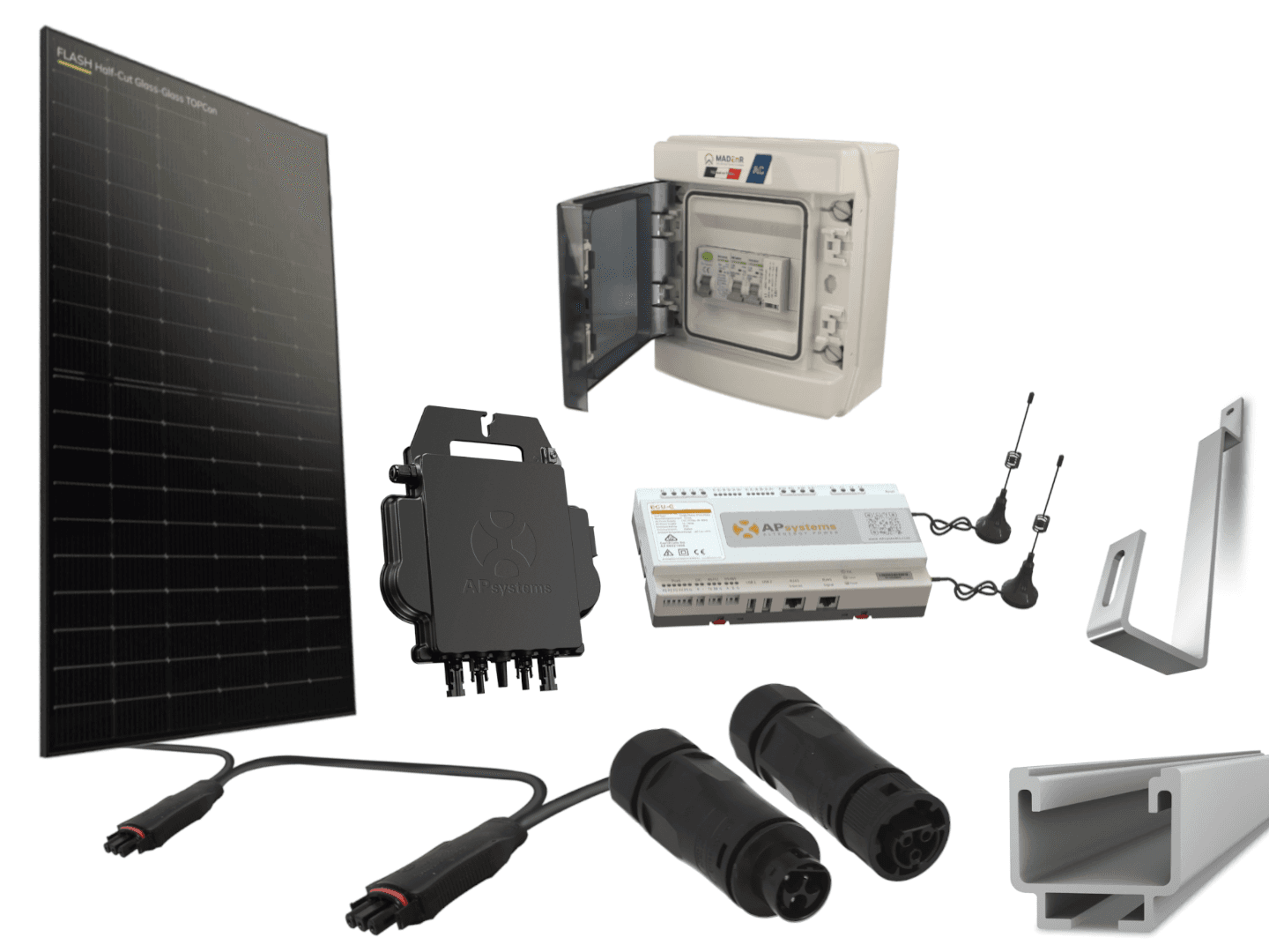 Kit 2 panneaux photovoltaïque pour tuile plate micro onduleur 1000Wc