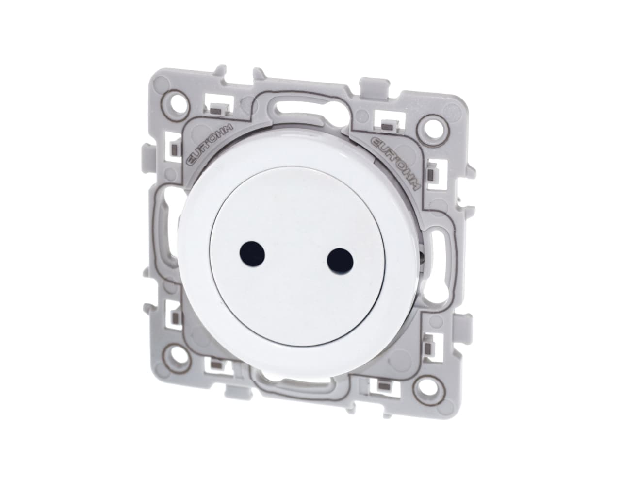 Prise de courant 2P sans terre Blanc 16A Eur'Ohm Square