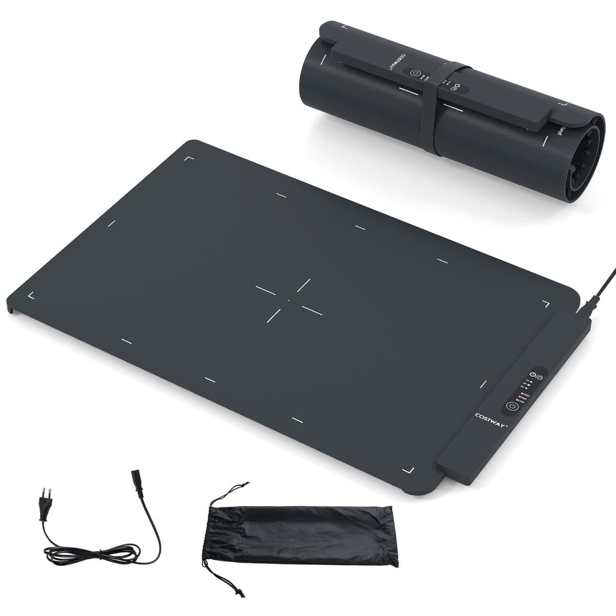 CostwayTapis Chauffant Électrique en Silicone pour Aliments avec Chauffage Rapide sur Toute la Surface Chauffe-Aliments Enroulable et Portable Noir