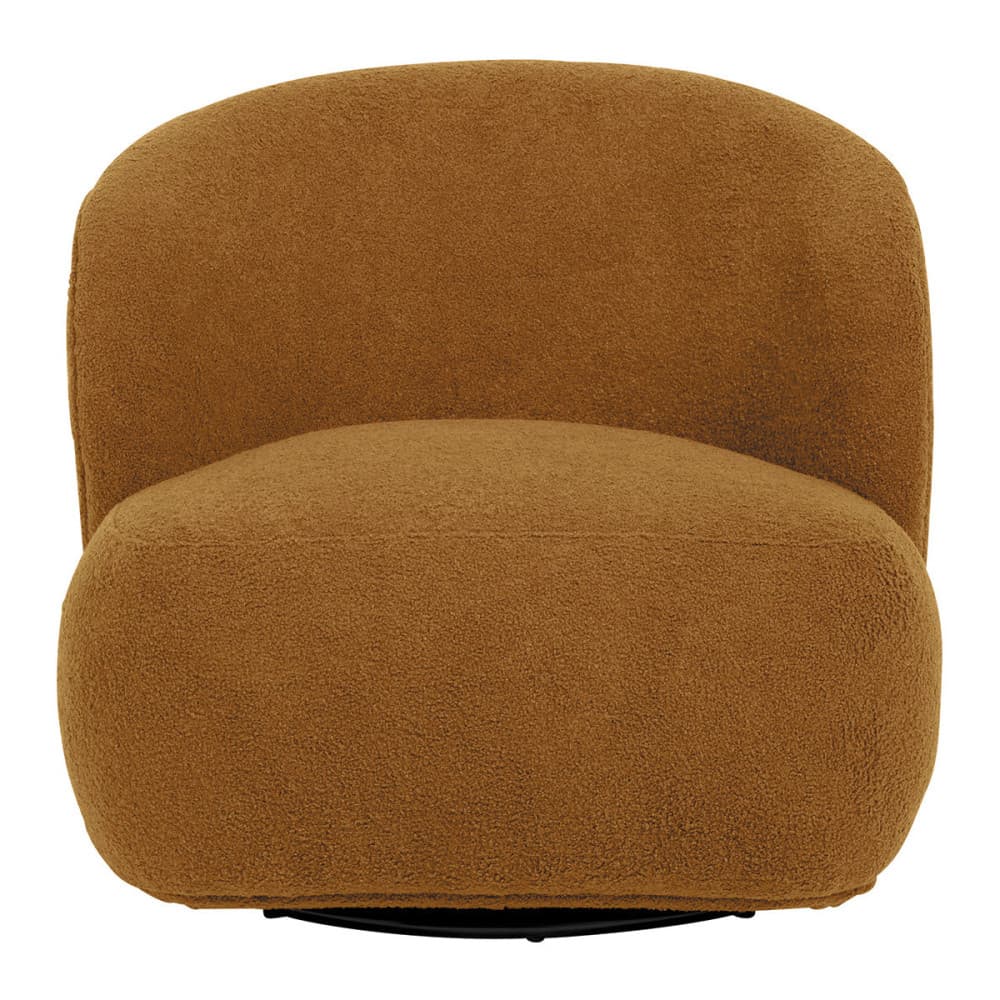 Fauteuil LISETTE pivotant en bouclette crème – Confort design compact 360°