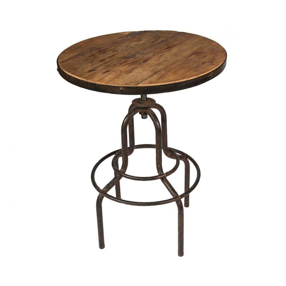 Table Haute Ronde Bistrot Métal et Bois Style Industriel