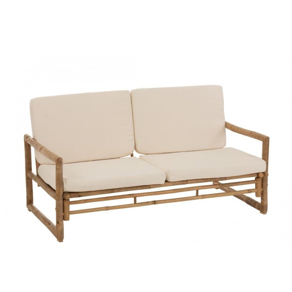 Fauteuil 2 Places En Bambou Et Textile Naturel Et Blanc